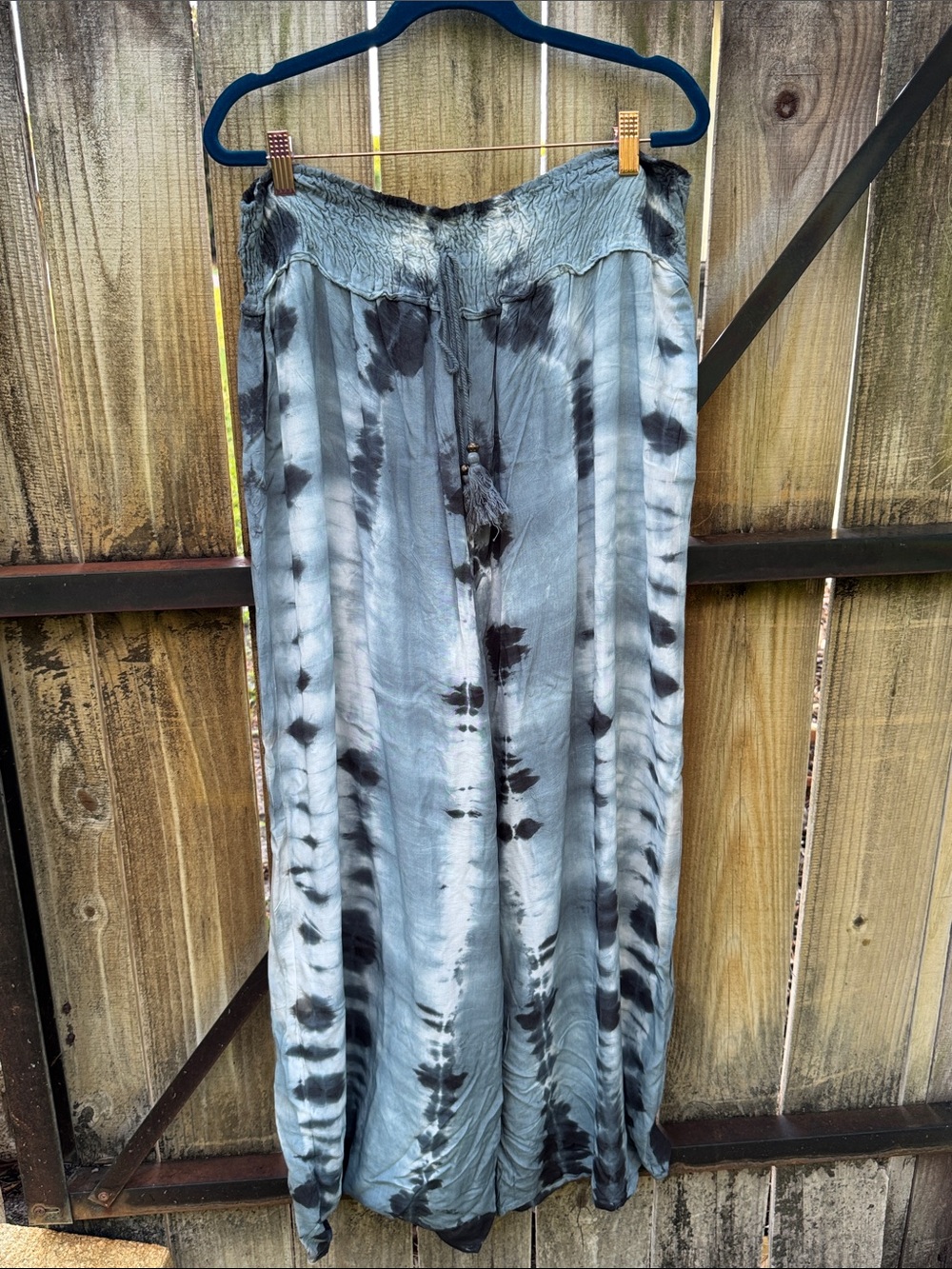 Aruba Blue tie dye wide leg pants, size Large